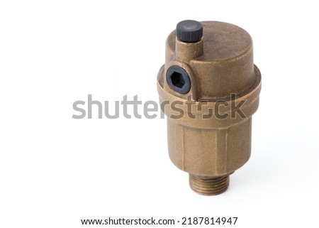 Pipe Pressure Relief Valve for Heating Systems, on a white isolated background Royalty-Free Stock Photo #2187814947