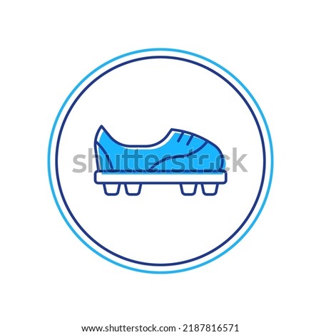 Filled outline Football shoes icon isolated on white background. Soccer boots. Sport football foot protection.  Vector
