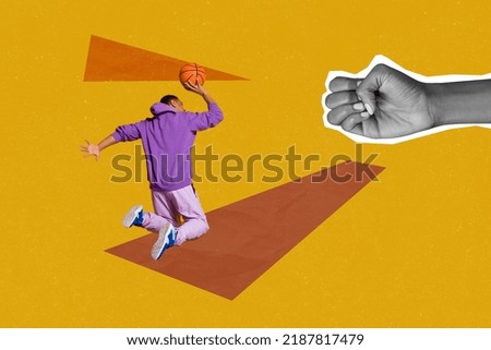 Creative abstract template graphics image of guy throwing ball arm basket isolated drawing background