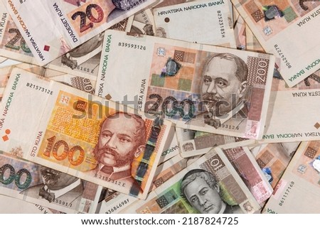 Kuna Croatian currency banknotes background Royalty-Free Stock Photo #2187824725