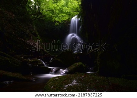 
View of the magnificent waterfall in the forest. Dagpinar waterfalls, Suuctu National Park, Bursa, Turkey Royalty-Free Stock Photo #2187837225
