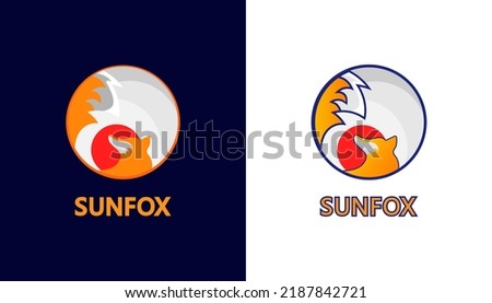 logo design with circle and fox concept. vector illustration