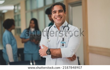 Portrait, smile and reliable professional service of hospital medical staff