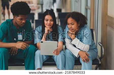 The concept of research, education, Nursing students in hospitals, Medical personnel, Assistants. Royalty-Free Stock Photo #2187849033