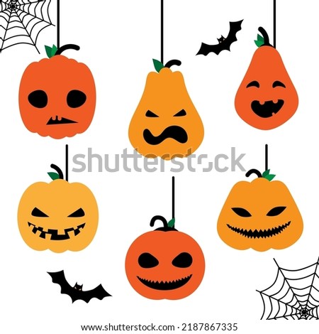 helloween set black and white  pumpkin cut template orange. Vector Illustration
