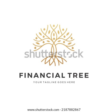golden tree logo for financial company Royalty-Free Stock Photo #2187882867