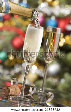 champagne pouring into glass close up shoot