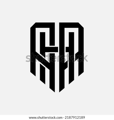 Monogram Logo, Initial letters A, H, AAH, AHA, or HAA, Interlock, Modern, Sporty, Black Color on White Background