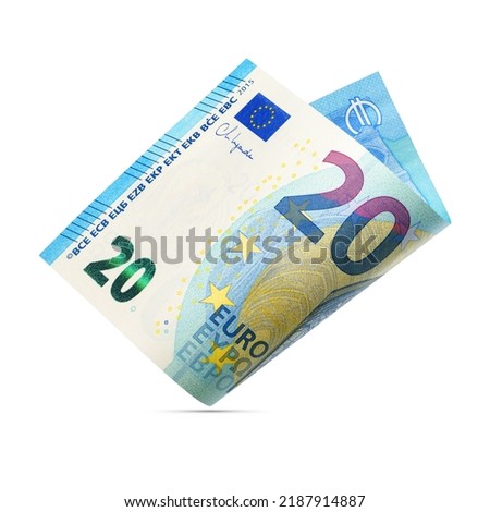 Twenty euro bill banknote isolated on white background. Royalty-Free Stock Photo #2187914887