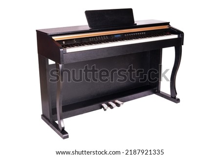 piano isolated on white background, electric digital piano