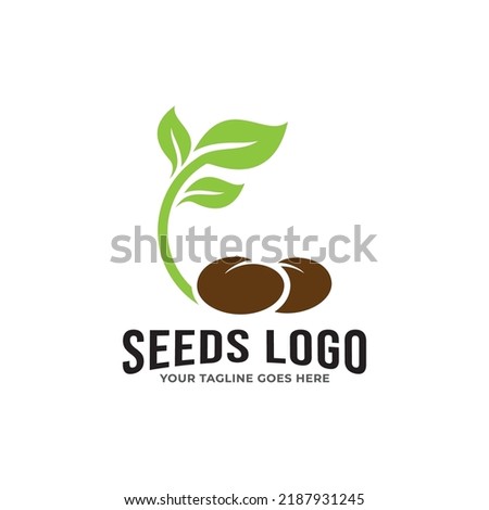 Growing seed logo design template. Fit for wheat farm, natural harvest, agronomy, rural country farming field. Royalty-Free Stock Photo #2187931245