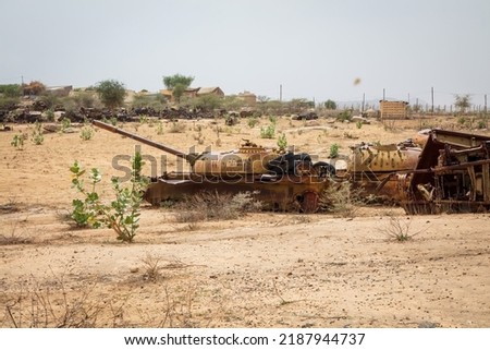 desstroyed battle tank a few years after the war Royalty-Free Stock Photo #2187944737