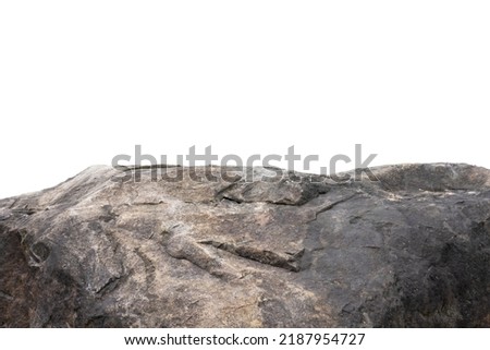  Cliff stone located part of the mountain rock isolated on white background.Mock up the pedestal Royalty-Free Stock Photo #2187954727