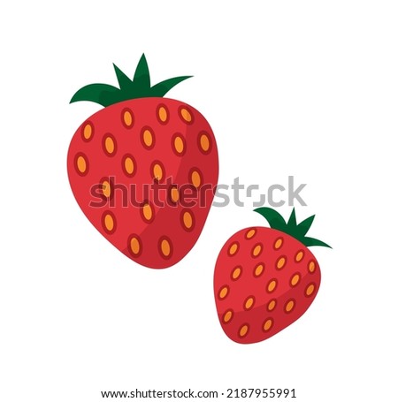 Natural strawberry icon. Social media sticker, graphic element for website. Vegetarianism, proper nutrition and healthy diet. Vitamins, juice and cocktail ingredient. Cartoon flat vector illustration