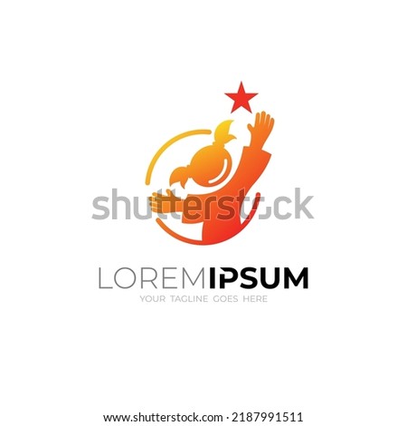 Children logo with colorful design illustration, happy kids logo