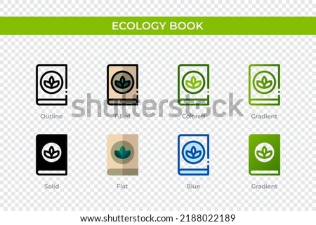 Ecology book icon in different style. Ecology book vector icons designed in outline, solid, colored, filled, gradient, and flat style. Symbol, logo illustration. Vector illustration