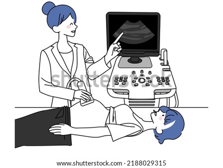 Clip art of pregnant woman undergoing ultrasound examination