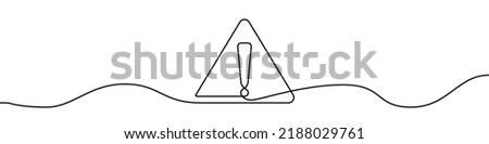 Dangerous sign line continuous drawing vector. One line dangerous sign vector background. Dangerous sign icon. Continuous outline of a exclamation mark in a triangle.