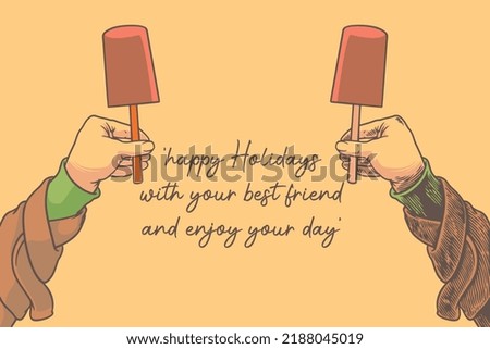 two hands holding ice cream motivation concept vector illustration