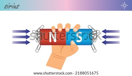 Magnetic Force with many paper clips illustration