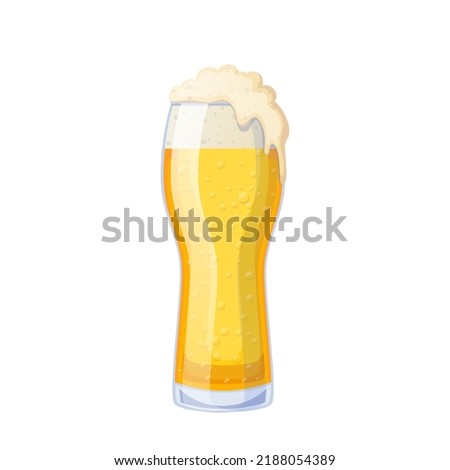 lager beer glass cartoon. full pint, cold mug, alcohol light, bar foam lager beer glass vector illustration Royalty-Free Stock Photo #2188054389