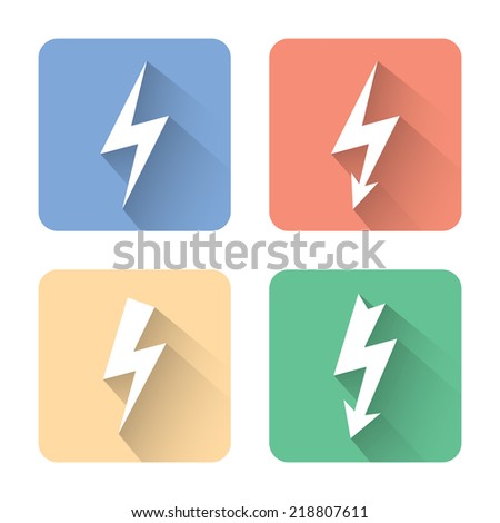 Flat lightning icons. Vector illustration