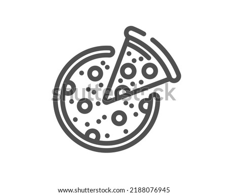 Pizza line icon. Italian food slice sign. Cheese fast food symbol. Quality design element. Linear style pizza icon. Editable stroke. Vector