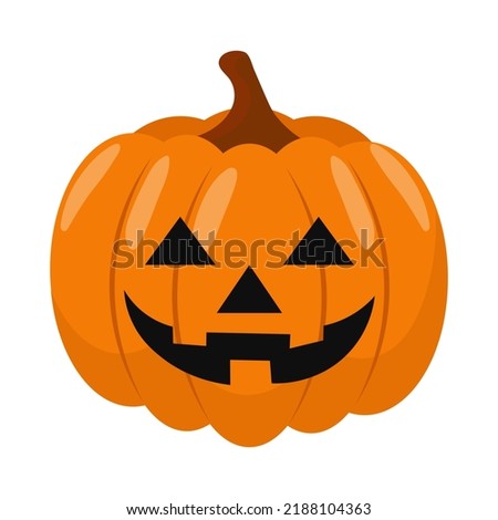 Halloween pumpkin in flat style for poster, banner, greeting card. Vector illustration. Royalty-Free Stock Photo #2188104363