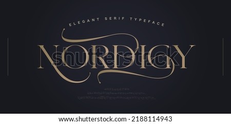 Elegant classic alphabet serif fonts decorative wedding retro concept. Typography Retro vintage alphabet letters fonts and number. vector illustration Royalty-Free Stock Photo #2188114943