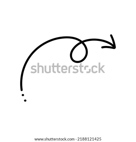 Simple Elegant style Arrow vector Icon. Doodle curvy line. Royalty-Free Stock Photo #2188121425