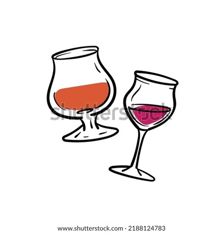 Glasses for alcohol vector sketch.
