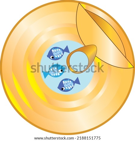 Tin can with fish. Vector illustration. Sketch.
