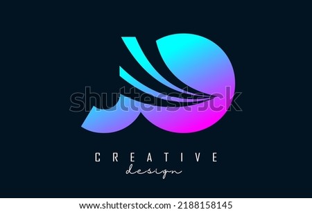 Creative colorful letter JO J o logo with leading lines and road concept design. Letters with geometric design. Vector Illustration with letter and creative cuts.