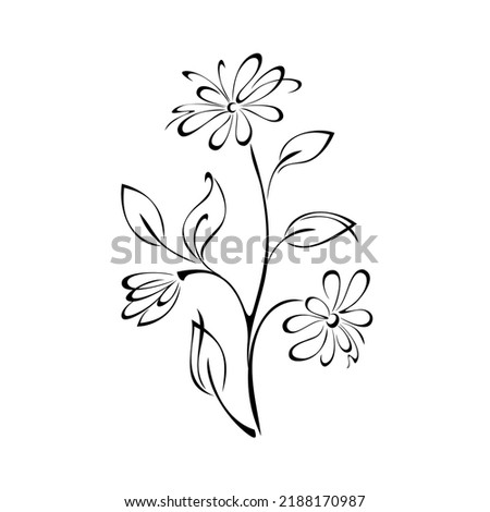 stylized branch with flowers and leaves. graphic decor