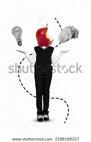 Exclusive painting magazine sketch image of child apple instead of head choosing good bad idea isolated painting background