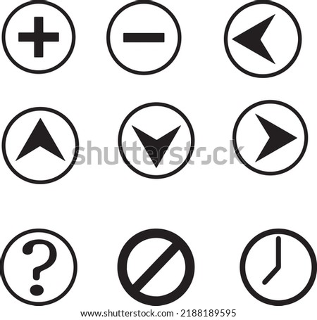 Add, Remove, Delete, Close Icons , Back ,forward ,down .Up, No sign, question mark ,Time Vector