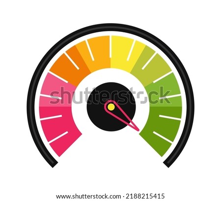 Credit score icon vector. Bank indicator of client credit history from bad to good. Payment history measurement tool. 