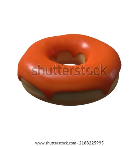 Orange Donut 3D Illustration in White Background
