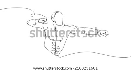 Mixed martial arts fighter one line art. Continuous line drawing boxing, fight gloves, battle, MMA, strength, competition, fights without rules, sport. Royalty-Free Stock Photo #2188231601