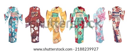Traditional Asian clothes kimono. Summer clothing - yukata Royalty-Free Stock Photo #2188239927