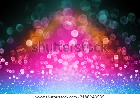 Fun rainbow color glitter sparkle background, celebrate happy birthday party invite, kid princess mermaid girl pink blue green yellow black pattern or glam girly unicorn pony children colorful texture Royalty-Free Stock Photo #2188243535