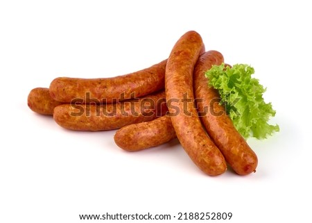Dried pork sausages, isolated on white background