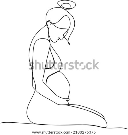 Continuous line drawing of pregnant woman vector illustration