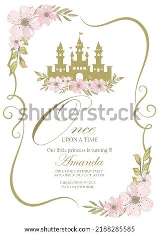 cinderella invitation. Invitation to the princess's birthday party. Template for baby shower invitation. It is a girl