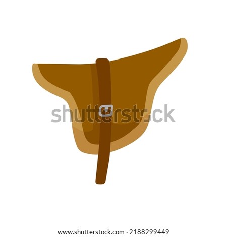 Horse saddle. riding seat. Old leather accessory for animal. Flat cartoon