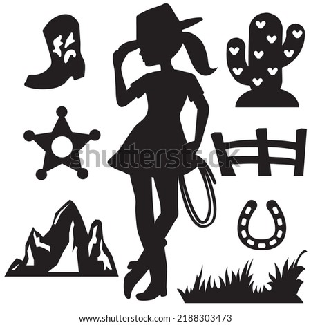 Cowgirl silhouette vector cartoon illustration