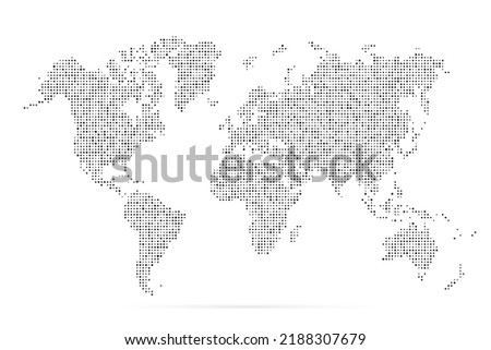 World map. Simple flat dot. Worldmap dotted global. Globe point. World maps circle. Worldwide continents isolated on white background. Silhouette center for design print. Planet abstract bg. Vector