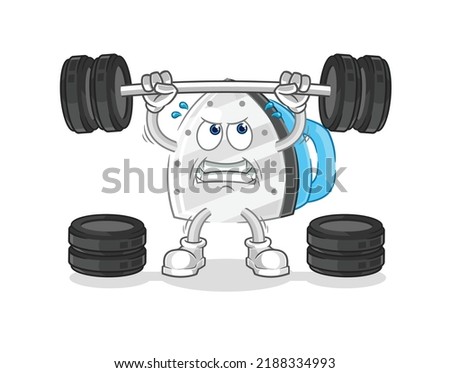 the iron lifting the barbell character. cartoon mascot vector