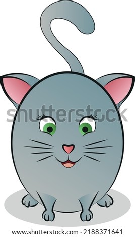 Abstract sticker images of a rounded cute cat. Vector illustration.