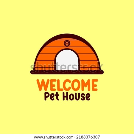 Barkitecture cartoon Dog House, Wood bird, pet house Vector Icon logo symbol sign Illustration. Dog House Flat Icon. isolated, simple and minimalistic vector